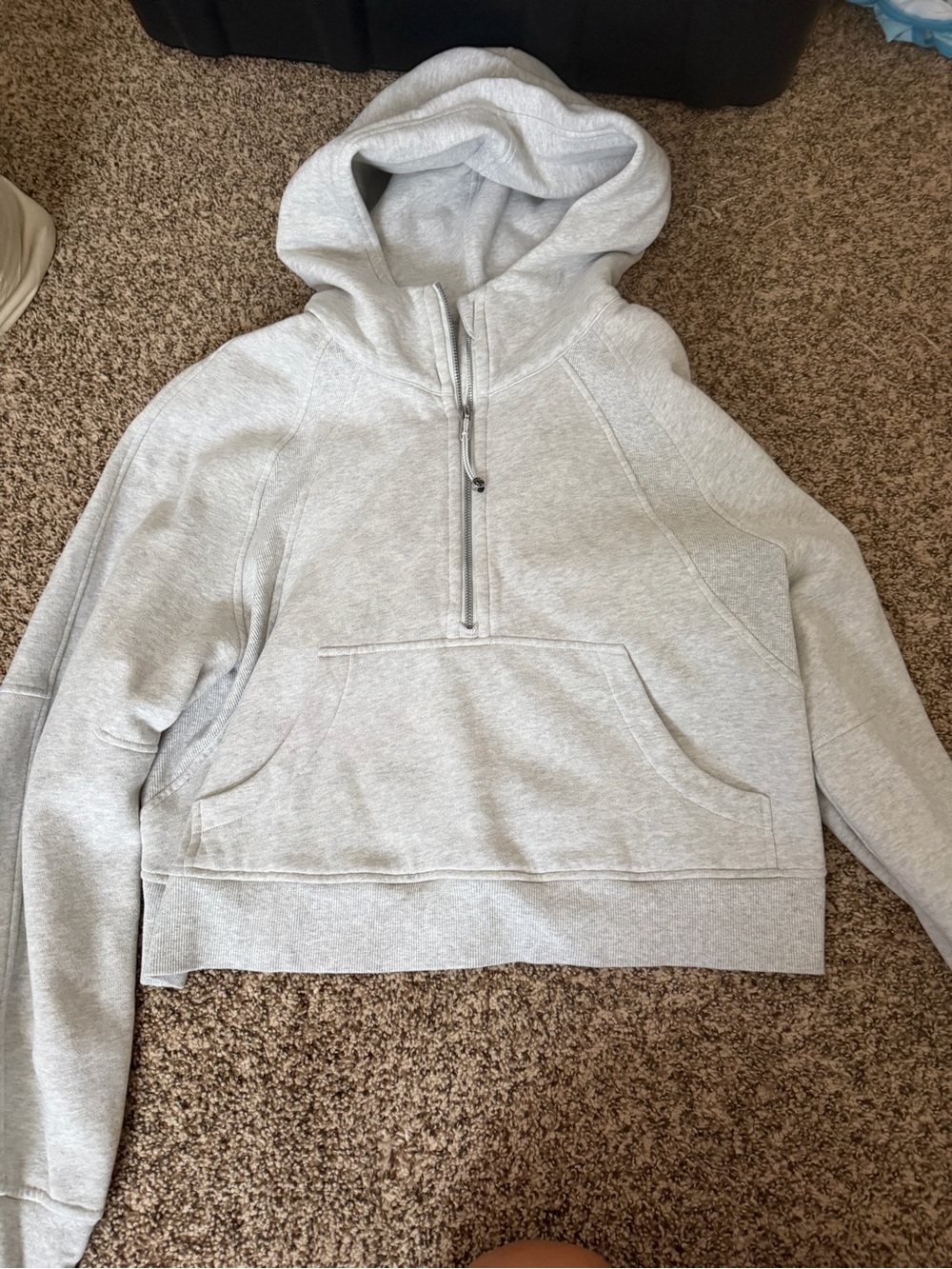 lululemon athletica Light Gray Half-Zip Hooded Pullover